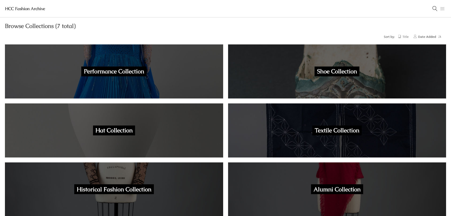 Screenshot of Houston Community College Fashion Archive site